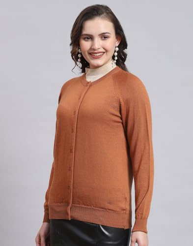 Monte Carlo Womens Pure Wool Solid Sweater (1230708Rn-2457-44, Mid Copper, 3XL)