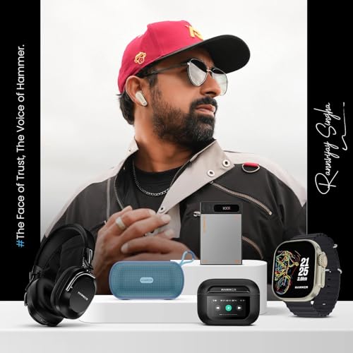 HAMMER Ultra Pods True Wireless Earbuds with in-Built Mic, 100H Standby Time, 1H Charging USB Type-C, 13mm Dynamic Drivers, 50H Playtime, BT v6.0 Connectivity, IPX5 Water Resistant (Beige)