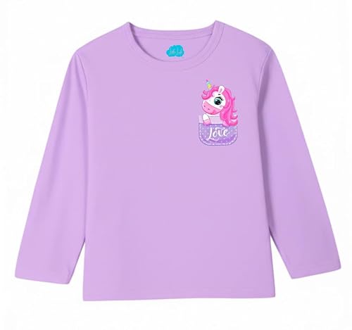 Little Lush Baby Girls (Infants Full Sleeves) Regular Fit Cotton T-Shirt Pack of 3 | 2-3 Y, Surf + Rani + Lavender (Multicolour)