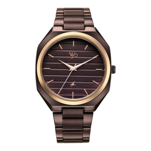 Fastrack Vyb Horizon Quartz Analog 3 Hands Brown Dial Brown Stainless Steel Strap Watch for Guys - FV30031KM04W