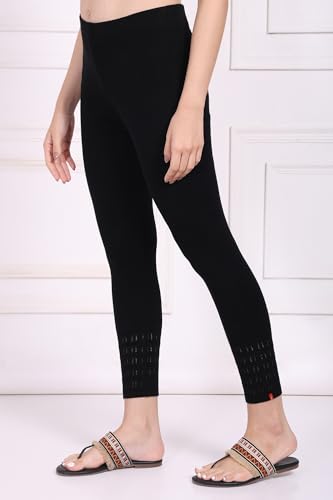 W for Woman Black Solid Acrylic Legging - (W62081-223871-XL)