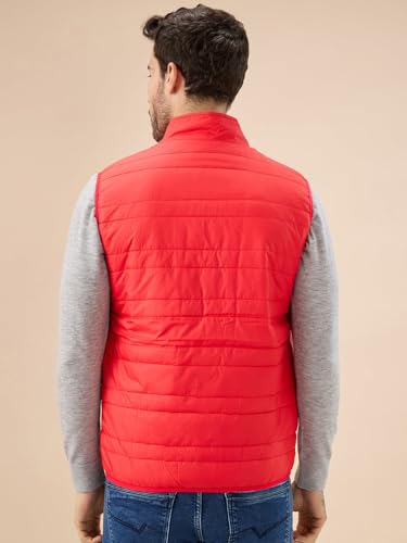 Status Quo Men's Quilted Sleeveless Puffer Jacket with Side Patch Logo and Zipper Closure | 95% Polyester 5% Spandex | ORANGE | 5XL Size