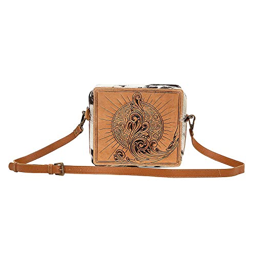 Western Leather Purse Bag for Women - Upcycled Canvas Hand-Tooled Shoulder Bag, Skylar