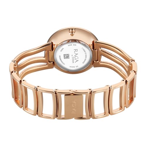 Titan Raga Sierra with Brown Dial Rose Gold&Brown Brass Strap Watch for Women - 95388KM01