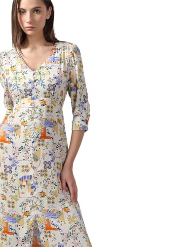 VERO MODA Women's Fit and Flare Multicolor Dress
