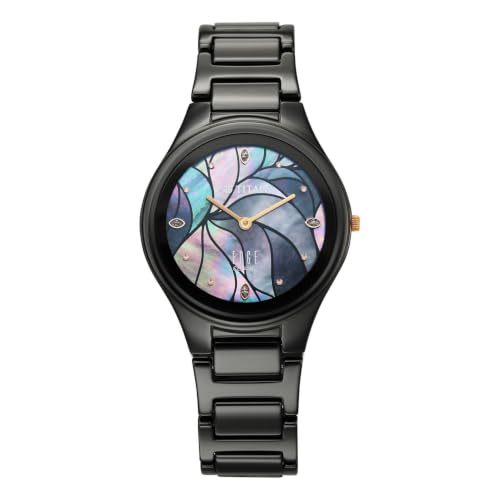 Titan Edge Tessel Quartz Analog 2Hands Display Mother of Pearl Marquetry Studded Indices Dial Black Ceramic Strap Watch for Women - 2653KC17