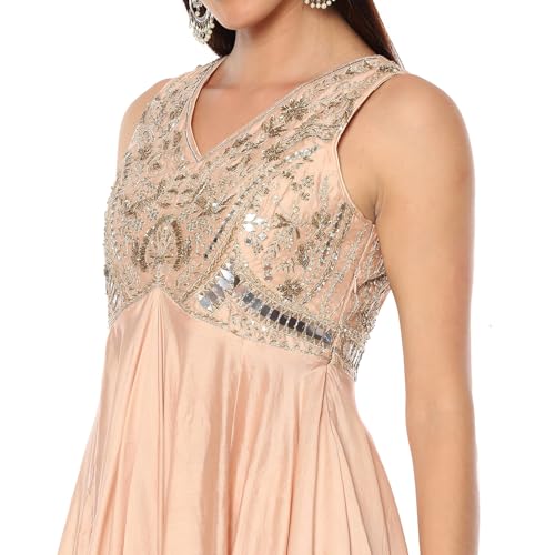 BIBA Women's Cotton Blend Kurta (SKDHO10291AW24NUDE_Nude