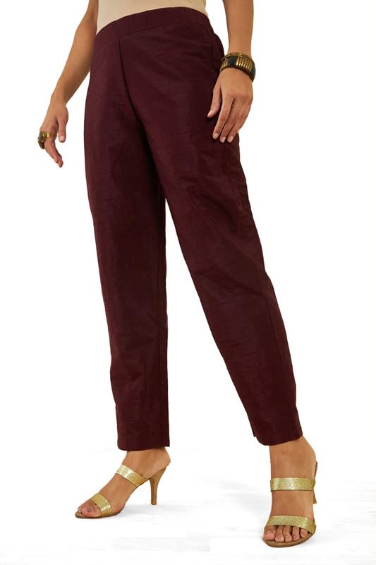 Soch Womens Maroon Silk Suit Set with Zari and Zardosi Embroidery