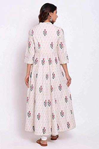 BIBA Women's Anarkali Salwar Suit Set (SKD656938_Ivory/Gold_38)