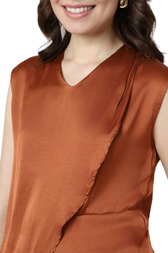Allen Solly Women's Regular Fit Blouse (AHTSWRGFZ05848_Brown