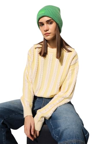 ONLY Women's Acrylic Round Neck Pullover Sweater (9005676- Sunlight