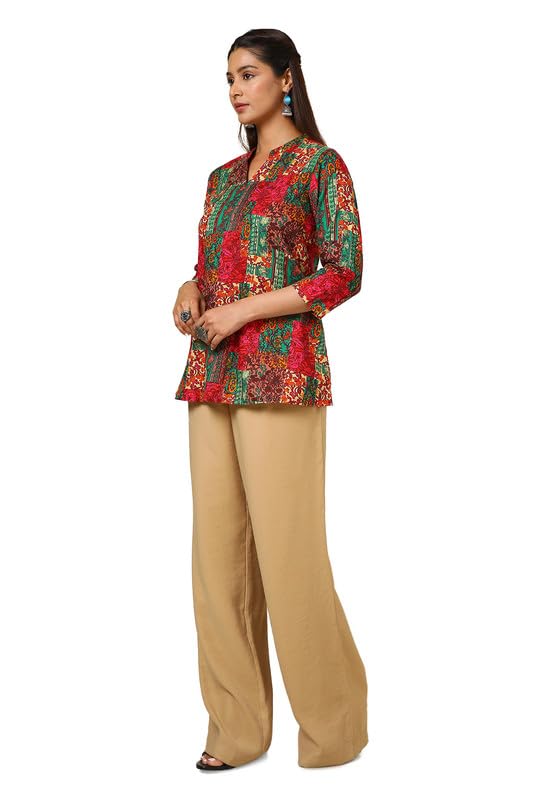 Soch Womens Maroon Cotton Blend Ethnic Motifs Print Tunic