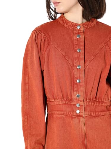 ONLY Women Solid Regular Fit Casual Orange Denim Dress