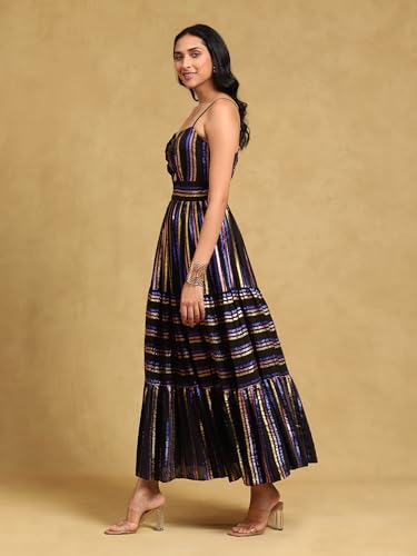 Label RITU KUMAR Black Striped Dress