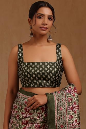 Soch Womens Green Art Silk Ethnic Motifs Saree