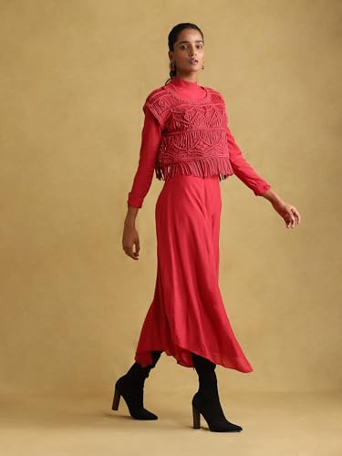 Ritu Kumar Fuschia Dress with Macrame Top