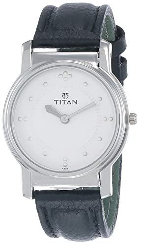 Titan Quartz Analog White Dial Black Leather Strap Watch for Men - NR1855SL01