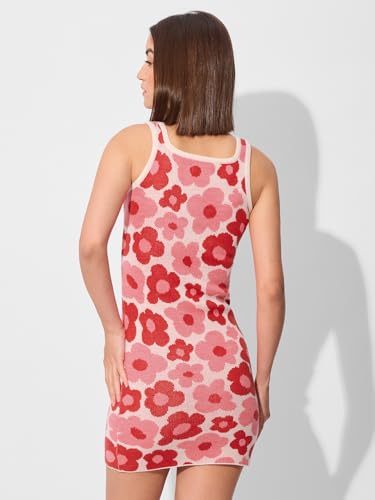 The Souled Store Jacquard Knit Dress: Bloom Women and Girls Sleeveless Acrylic Knit Dress