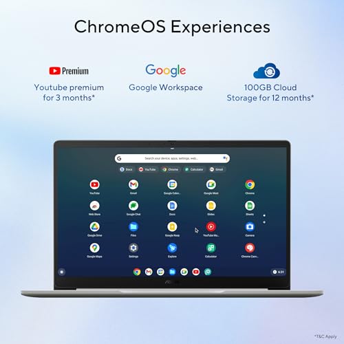 ASUS Chromebook CX1405 (2026), Intel N50 Processor, Intel UHD iGPU, 8GB RAM, 128GB SSD, FHD, 14" (35.5 cm), Chrome OS, Pure Grey, 1.39 Kg, CX1405CTA-S60622, 42WHrs, Thin & Light Laptop