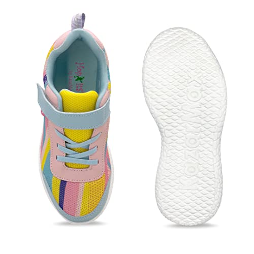 KazarMax Hopits Peach Abstract Sneakers for Girls -3 UK