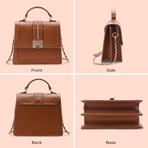 Symbol Premium Women's Satchel Hand Bag crafted from Imported PU | Stylish | Ladies Purse (SP-SS25-CARL-BAG-05_Brown_Free Size)