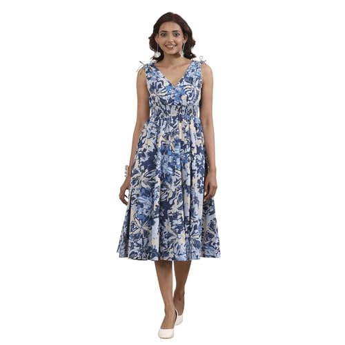 Biba Women Blue Cotton Kalidar Dress_36