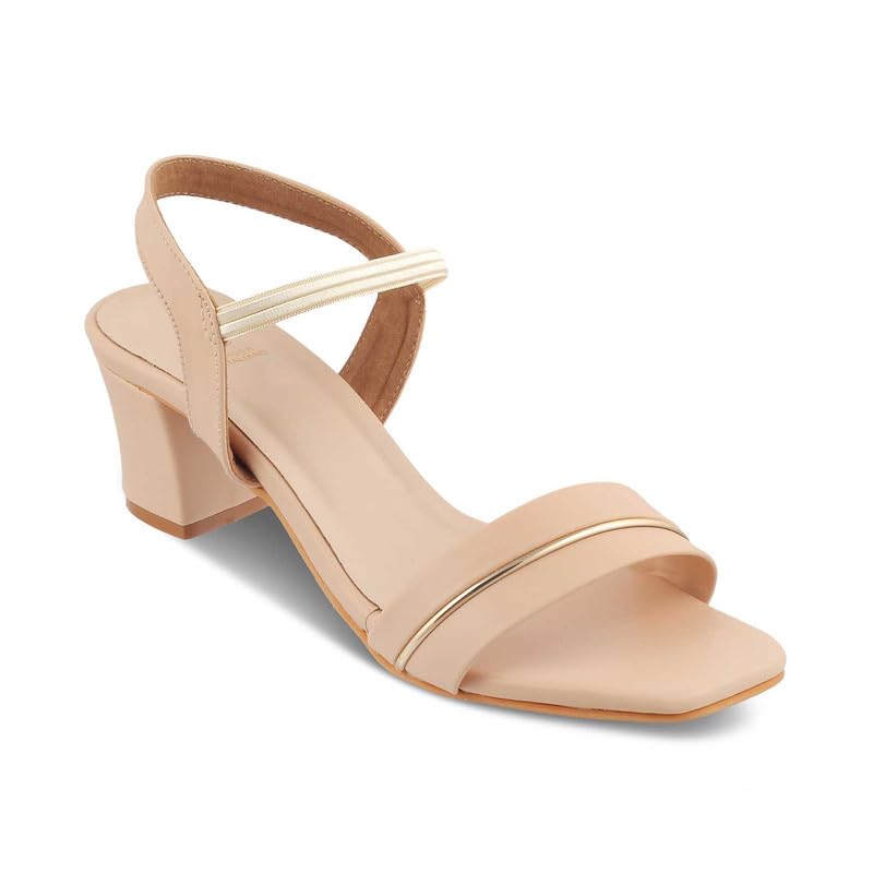 tresmode 239-RACHEL-2 BEIGE WOMEN DRESS BLOCK HEEL SANDALS EU/40 UK/7