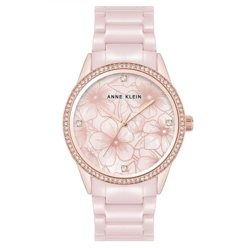 Anne Klein Quartz Pink Round Dial Women's Watch | Ceramic Strap Material | Watches for Women