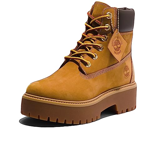 Timberland Women's Stone Street 6" Waterproof Boot, Wheat Nubuck, 9 Wide UK- 8.5
