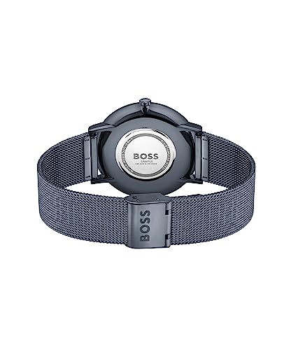 BOSS Skyliner Qtz Basic Slim Blue Round Dial Men's Watch|Ionic Plated Dark Blue Steel Material|Blue Color Band - 1513827