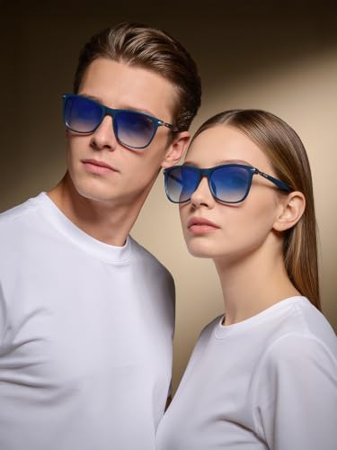IRUS Men Square sunglasses | 100% UV protection | Medium Size | Blue Gradient Polycarbonate lens