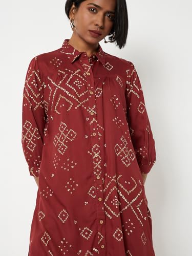 Max Women Printed Straight Kurta Set (Red_S)