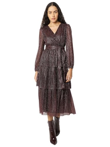 VERO MODA Women's Fit and Flare Maroon Dress