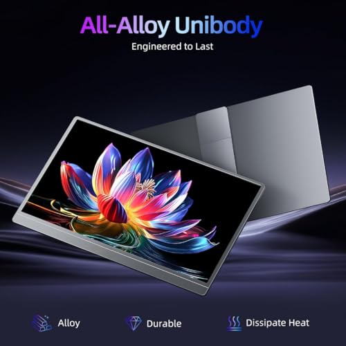 Millennium TECHNOLOGY 15.6 Inch FHD Portable Monitor | All Alloy Body | Ultra-Slim Foldable Screen Extender | USB Type-C & HDMI | Compatible with Laptop, PC, Mac (15.6" Metal) (15.6, Inches)