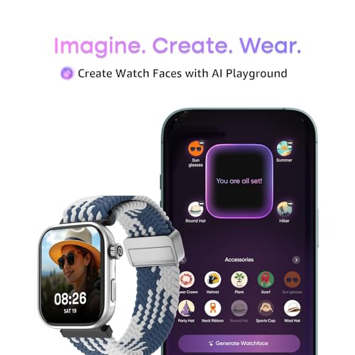 Noise Pro 6 Smart Watch:Intelligent AI, Endless AI Watch Faces, AI Companion, 1.85" AMOLED, EN2 Processor, Nebula UI 2.0, Emergency SOS, Compatible with iOS & Android (Arctic Weave), Multicolor