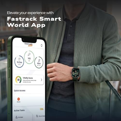 Fastrack Revoltt FS3 Smartwatch with 2.01” TFT Display,Push Button Interactions, HRM, SpO2, Sleep, Multiple Menu Style, Rotary Crown, IP68, BT Calling, 24/7 Health Suite, Alarm, Stopwatch - Dark Blue