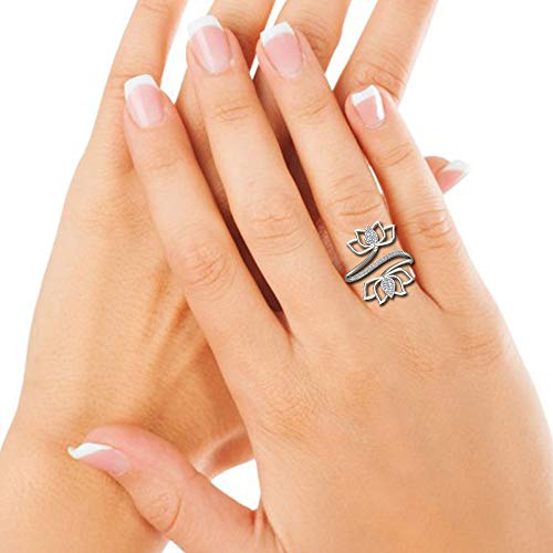 DISHIS 18k White Gold Diamond Ring for Women-Size 14
