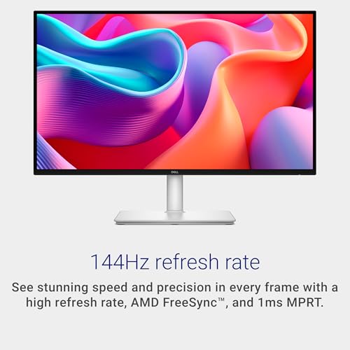 Dell 27 Plus S2725DC QHD Display QHD USB-C 27" QHD (2560 x 1440) 144 Hz 1 ms, 2 3 W Speakers, USB-C/HDMI/DisplayPort 1.4, Height/Tilt/Rotary, AMD FreeSync - Ash White