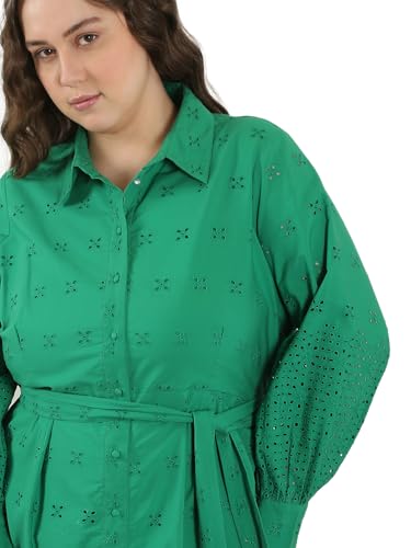 VERO MODA Curve Women's Fit & Flare Green Dress