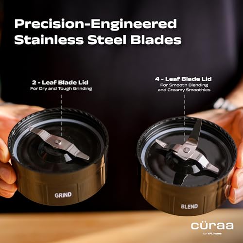 Cüraa by YFL home BlendLab Mixer Grinder for kitchen – 3 Jars | 100% Copper Motor | Stainless Steel Jar for Spice Grinding & Chutneys | Compact Smoothie Blender | Smoothies Maker | 2 Year Warranty