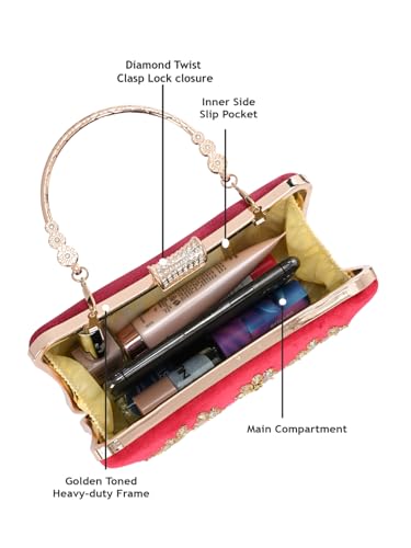 TOOBA Red Women's Handicraft Beautiful Bling Box Wedding Clutch Bag