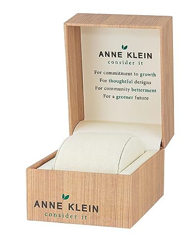 Anne Klein Women's Sustainable Croco-Grain Leather Strap Watch, AK/5152, Brown