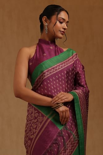 Soch Womens Purple Tussar Woven Designs Saree