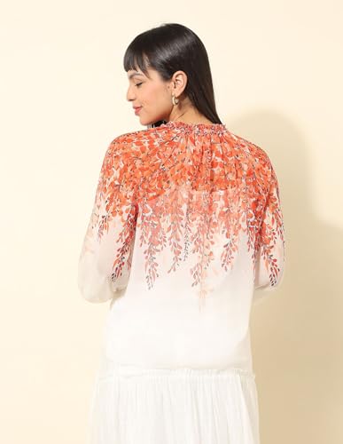 U.S. POLO ASSN. Floral Printed Top (UWSS25TOP238_Orange_M)