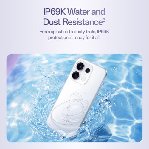 Oppo Reno16c 5G (Starry White, 8GB, 128GB) | 3D Design | 50MP 3.5X Telephoto Camera | 4K Video | AI Remix Collage | 7000mAh 80W SUPERVOOC | ColorOS 16 | IP69K | Dimensity 7300