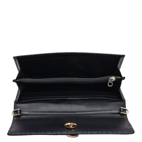 Da Milano Leather Sling Wallet for Women - Black (LSW-10442)