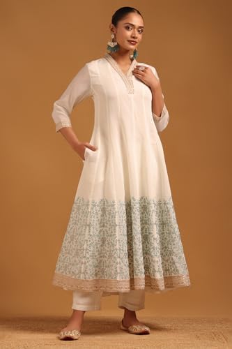 Soch Womens Off White Mul Chanderi Botanical Salwar Suit