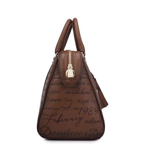 Da Milano Leather Satchel for Women - Brown