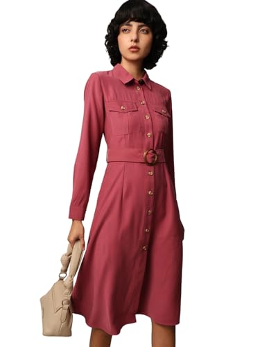 ONLY Women Pink Fit and Flare Shirt Dress
