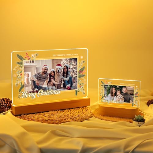 CRAFTY MARVELS Personalized Photo Lamp, Night Light Plaque,Couple, Anniversary, Merry Christmas Gift, Custom Led Night Light, Gift for Her Him Family Friends, 7x7 inch